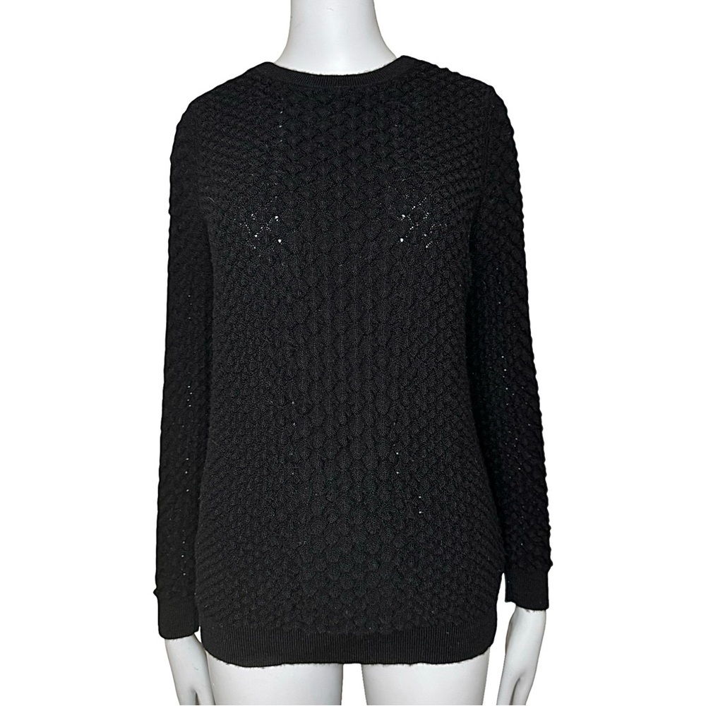 & Other Stories Black 100% Wool Textured Popcorn Knit Chunky Sweater Warm Size S
